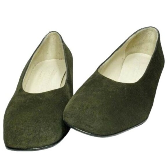 NEW Giorgio Armani Womens 9M Italian Dark Green Suede Leather Dress Shoe Heel - Picture 8 of 11